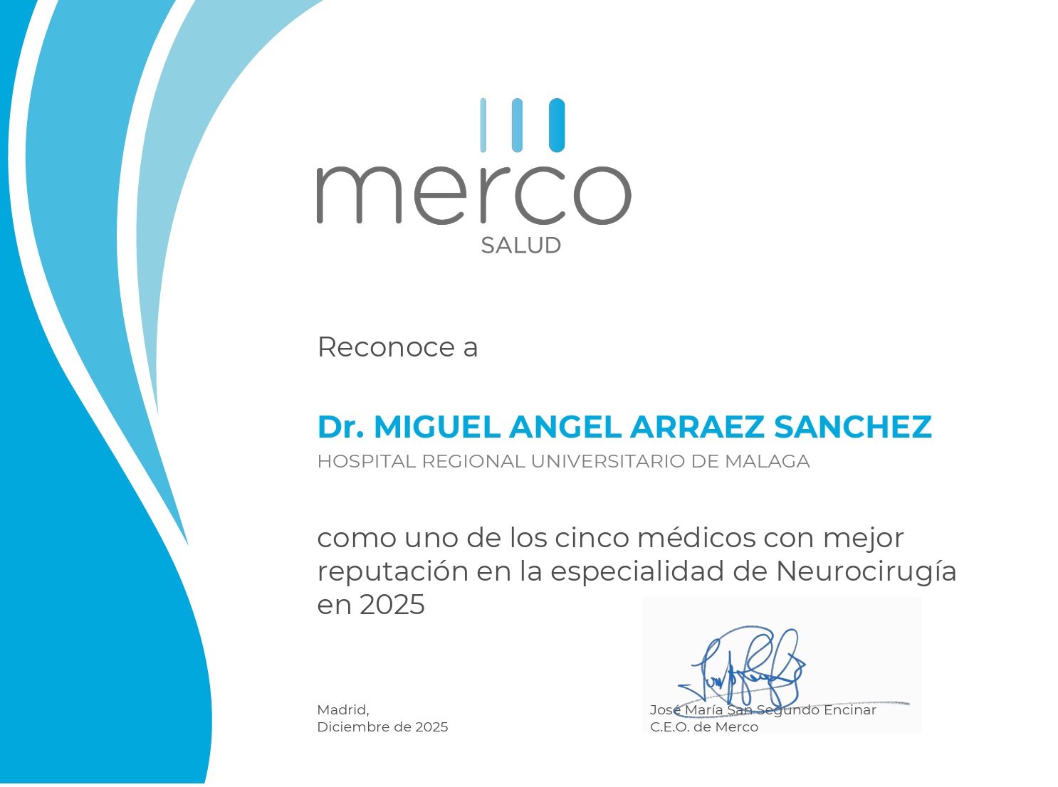diploma merco Dr. Arráez